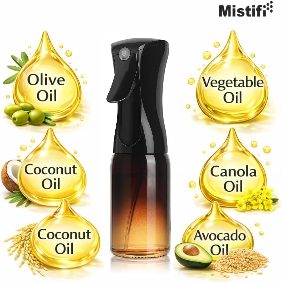 Dark Glass Oil Sprayer150ml – Fine Mist Olive Oil Dispenser for Cooking Air Fryer & BBQ Refillable Dark Glass Bottle for Healthy Cooking & Baking(PS641)