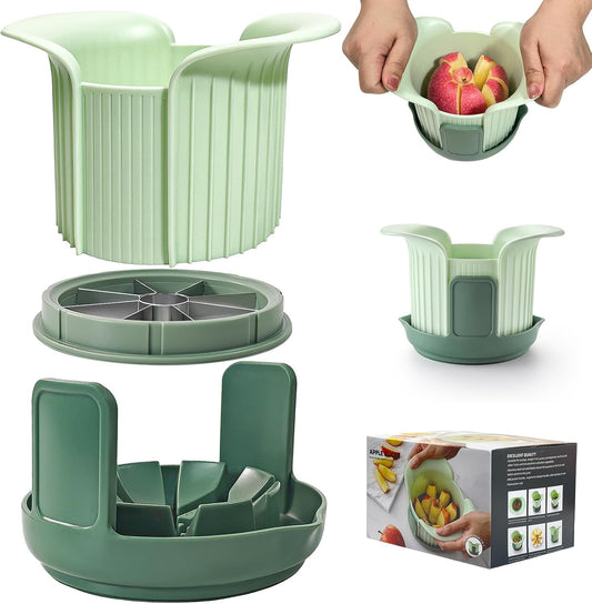 Apple Slicer and Corer with Stand, 8-Slice Stainless Steel Blade | Heavy-Duty Wedger, Base Cuts All The Way Through, Ergonomic Grip, Fits Apple Up to 3.5 Inches, for Home Kitchen