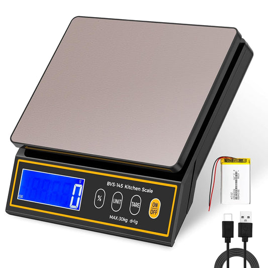 Baking Scale with Percentage Weighing Function 66lb/ 30kg Large Digital Kitchen Scale for Candle, Soap and Sourdough Bread Making Rechargeable Food Cooking Scale