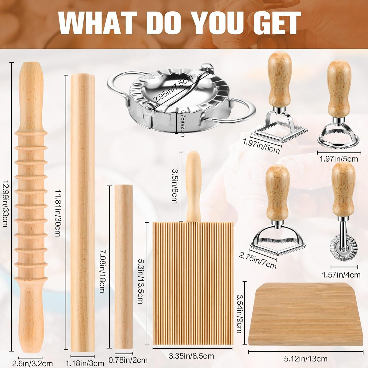 8 Pieces Ravioli Mold Set, ravioli cutter, Ravioli Maker Cutter with Roller Wheel, Ravioli Cutter Set with Wooden Handle, Pasta Making Kit for Ravioli Press Mold. Suitable for home and restaurant us