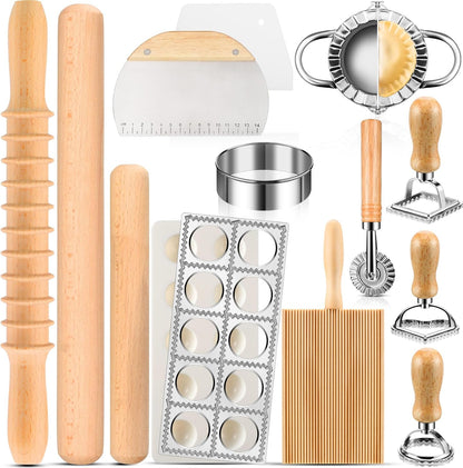 8 Pieces Ravioli Mold Set, ravioli cutter, Ravioli Maker Cutter with Roller Wheel, Ravioli Cutter Set with Wooden Handle, Pasta Making Kit for Ravioli Press Mold. Suitable for home and restaurant us