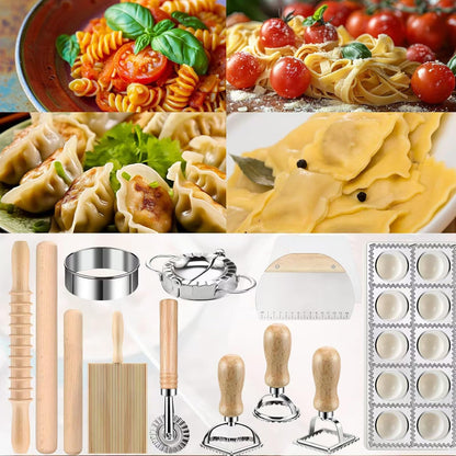 8 Pieces Ravioli Mold Set, ravioli cutter, Ravioli Maker Cutter with Roller Wheel, Ravioli Cutter Set with Wooden Handle, Pasta Making Kit for Ravioli Press Mold. Suitable for home and restaurant us