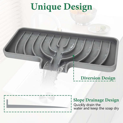 Sponge Holder for Kitchen Sink, 10"x 4" Kitchen Sink Organizer, Sink Caddy and Soap Tray,Compatible with Scrub Daddy, Kitchen Sink Accessories (Grey)