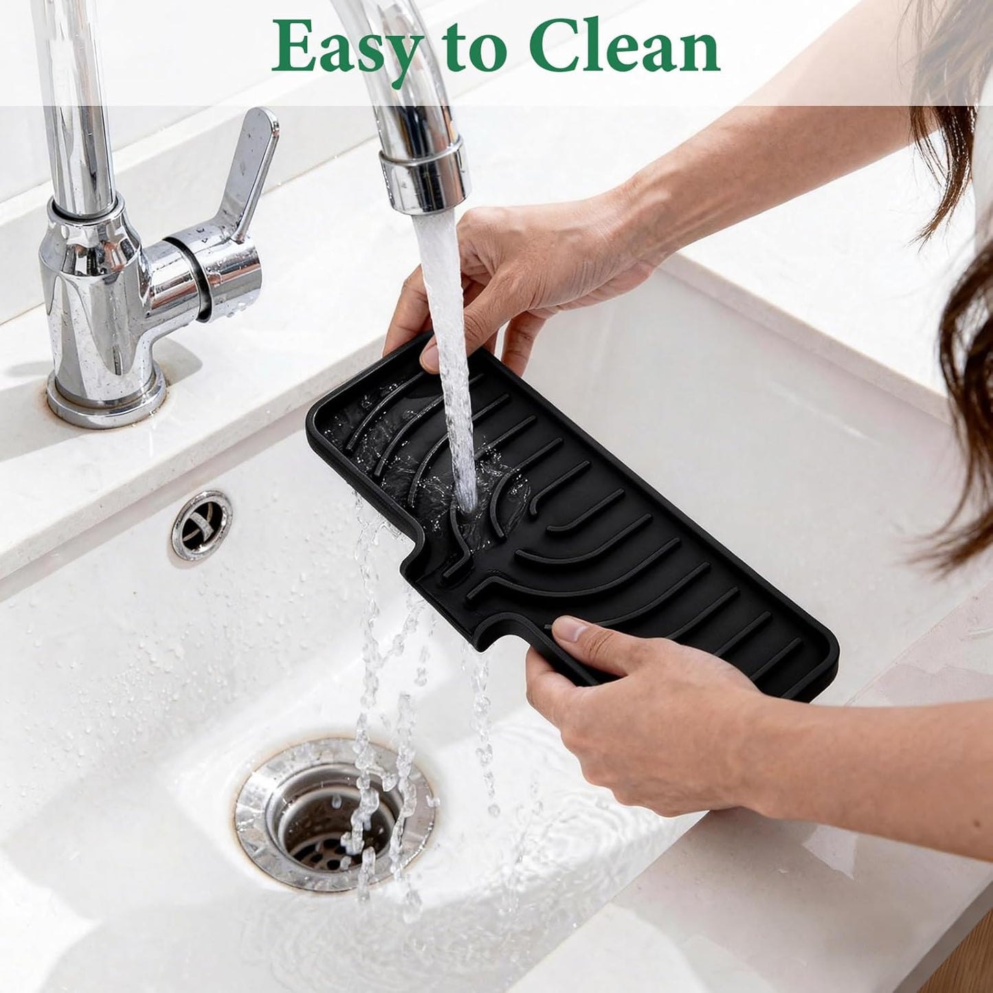 Sponge Holder for Kitchen Sink, 10"x 4" Kitchen Sink Organizer, Sink Caddy and Soap Tray,Compatible with Scrub Daddy, Kitchen Sink Accessories (Grey)