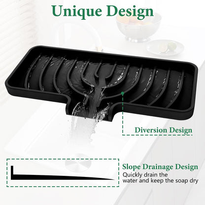 Sponge Holder for Kitchen Sink, 10"x 4" Kitchen Sink Organizer, Sink Caddy and Soap Tray,Compatible with Scrub Daddy, Kitchen Sink Accessories (Grey)