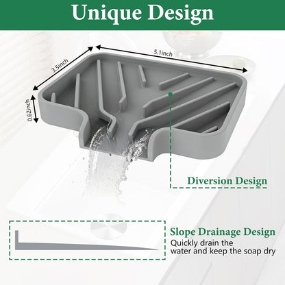 Sponge Holder for Kitchen Sink, 10"x 4" Kitchen Sink Organizer, Sink Caddy and Soap Tray,Compatible with Scrub Daddy, Kitchen Sink Accessories (Grey)