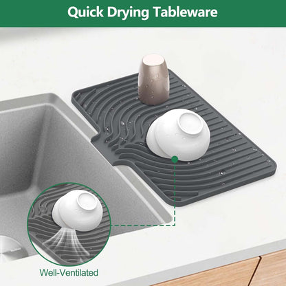 Sponge Holder for Kitchen Sink, 10"x 4" Kitchen Sink Organizer, Sink Caddy and Soap Tray,Compatible with Scrub Daddy, Kitchen Sink Accessories (Grey)
