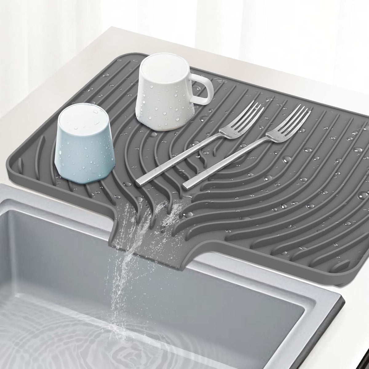 Sponge Holder for Kitchen Sink, 10"x 4" Kitchen Sink Organizer, Sink Caddy and Soap Tray,Compatible with Scrub Daddy, Kitchen Sink Accessories (Grey)