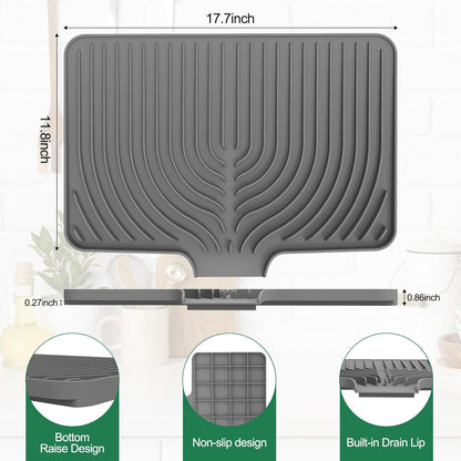 Sponge Holder for Kitchen Sink, 10"x 4" Kitchen Sink Organizer, Sink Caddy and Soap Tray,Compatible with Scrub Daddy, Kitchen Sink Accessories (Grey)