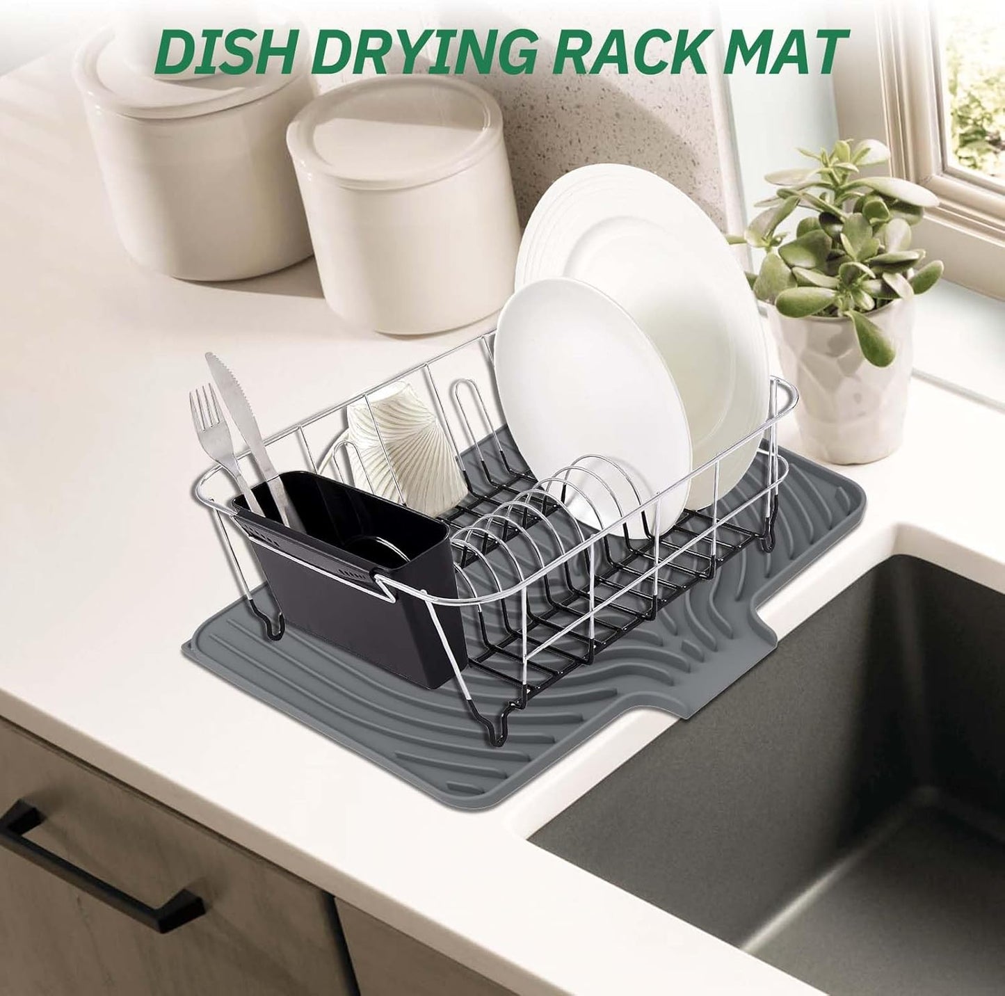 Sponge Holder for Kitchen Sink, 10"x 4" Kitchen Sink Organizer, Sink Caddy and Soap Tray,Compatible with Scrub Daddy, Kitchen Sink Accessories (Grey)