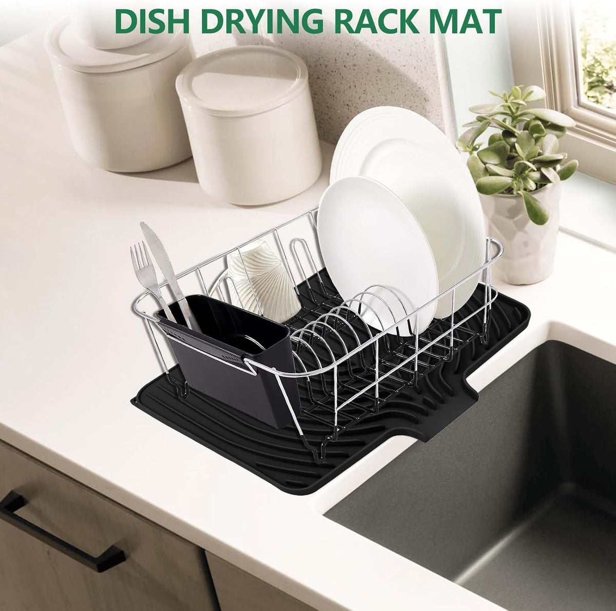 Sponge Holder for Kitchen Sink, 10"x 4" Kitchen Sink Organizer, Sink Caddy and Soap Tray,Compatible with Scrub Daddy, Kitchen Sink Accessories (Grey)