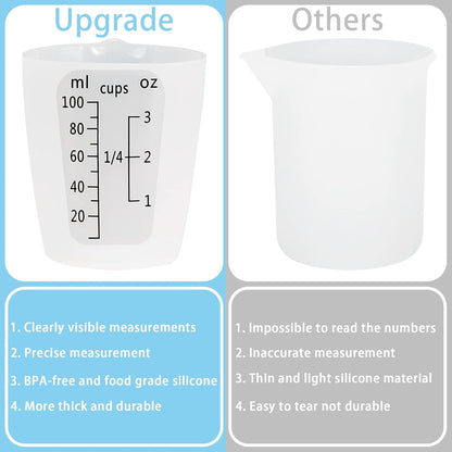 1000ML Large Silicone Measuring Cups for Resin, Easy to Read 36oz Silicone Mixing Bowl with 100ML Mixing Cup, Easy Clean Reusable Epoxy Resin Supplies with Stir Stick, Pipettes