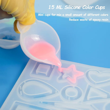 1000ML Large Silicone Measuring Cups for Resin, Easy to Read 36oz Silicone Mixing Bowl with 100ML Mixing Cup, Easy Clean Reusable Epoxy Resin Supplies with Stir Stick, Pipettes