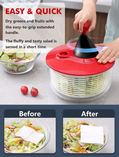 Large Salad Spinner, 4.5QT Lettuce Dryer for Greens, Fruits, Veggies