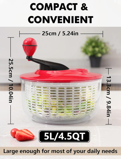 Large Salad Spinner, 4.5QT Lettuce Dryer for Greens, Fruits, Veggies