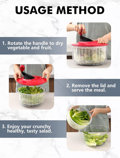 Large Salad Spinner, 4.5QT Lettuce Dryer for Greens, Fruits, Veggies