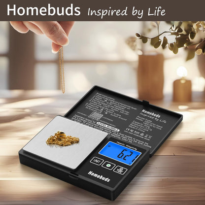 500g Digital Gram Scale High Precision in 0.01g with Level Bubble, Assured by Food Scale Professional Factory Since 2001, Pocket Scale for Lab, Kitchen, Coffee, Jewelry; 2*AAA, Black