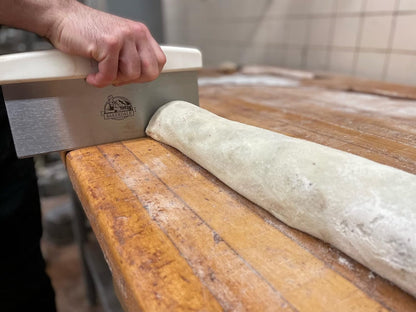 Large Bench, Dough, Cake Scraper, Icing Smoother Spreader, 10-inch Long Stainless Steel Blade, with White Polypropylene Handle