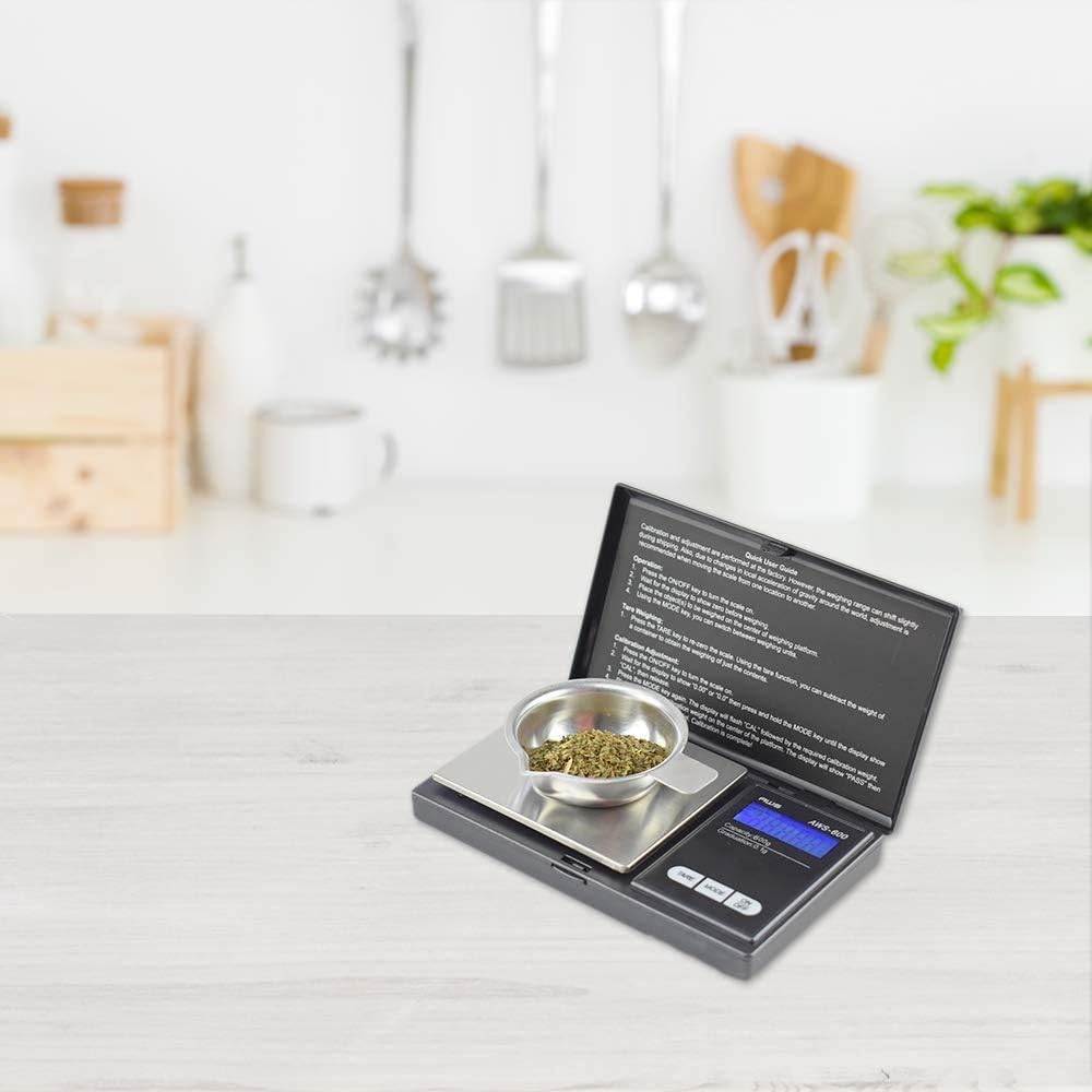 Digital Pocket Scale 600g x 0.1g with LCD Display Gram, Ounce, Carat, Grain for Coins, Jewellery, Gemstones, Metals, Kitchen, Food & Medicines – Black