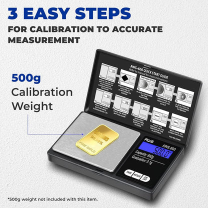 Digital Pocket Scale 600g x 0.1g with LCD Display Gram, Ounce, Carat, Grain for Coins, Jewellery, Gemstones, Metals, Kitchen, Food & Medicines – Black