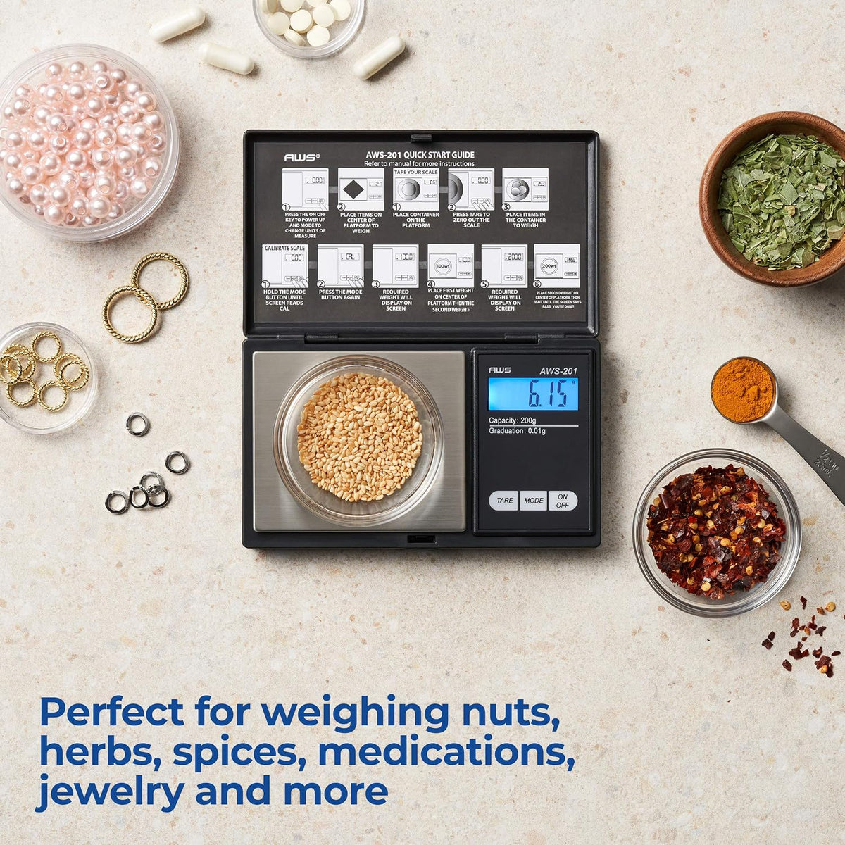 Digital Pocket Scale 600g x 0.1g with LCD Display Gram, Ounce, Carat, Grain for Coins, Jewellery, Gemstones, Metals, Kitchen, Food & Medicines – Black