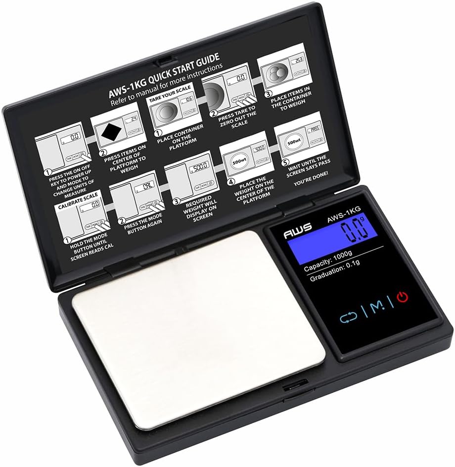Digital Pocket Scale 600g x 0.1g with LCD Display Gram, Ounce, Carat, Grain for Coins, Jewellery, Gemstones, Metals, Kitchen, Food & Medicines – Black