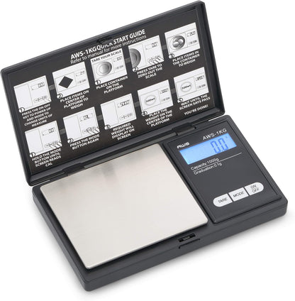 Digital Pocket Scale 600g x 0.1g with LCD Display Gram, Ounce, Carat, Grain for Coins, Jewellery, Gemstones, Metals, Kitchen, Food & Medicines – Black