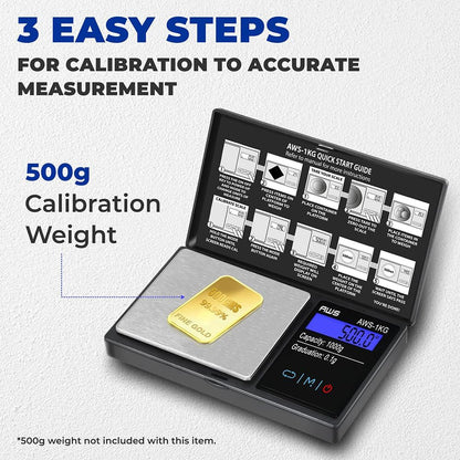 Digital Pocket Scale 600g x 0.1g with LCD Display Gram, Ounce, Carat, Grain for Coins, Jewellery, Gemstones, Metals, Kitchen, Food & Medicines – Black