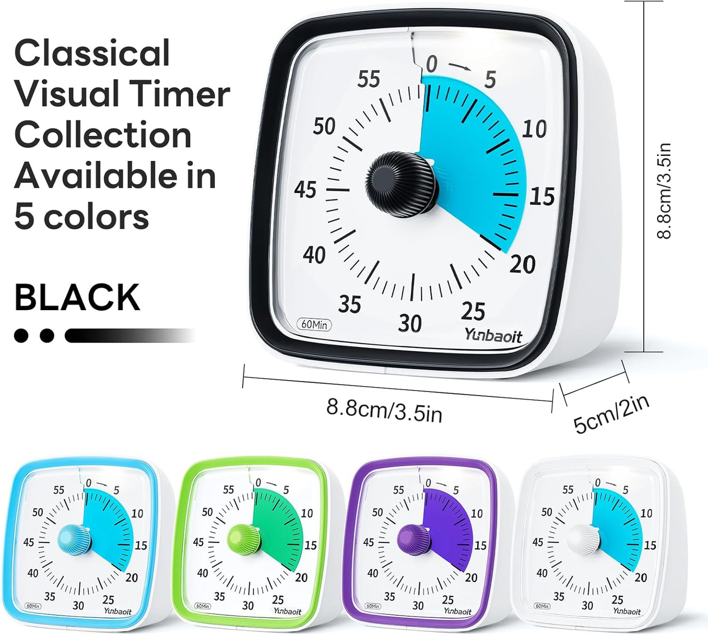 Visual Timer with Night Light, 60-Minute Countdown Timer for Kids and Adults, Silent Classroom Timer, Time Management Tool for Home, School, or Work (Light Blue)