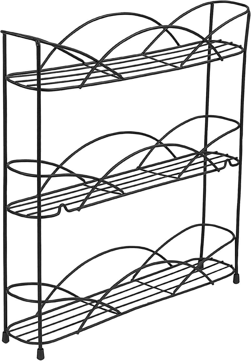 3 Tier Spice Rack Organizer Black Countertop Wire Shelf Spice Rack for Modern Kitchen Pantry Cabinet, Organize Spices with Three Tier Spice Shelf for Kitchen Storage with Wall Mount Option