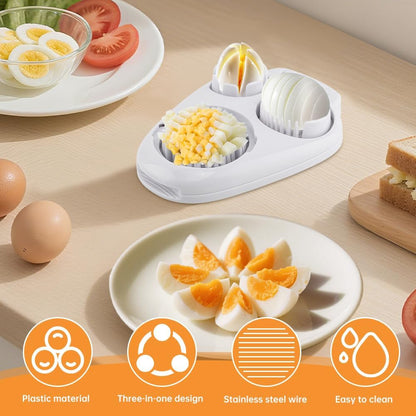 3 in 1 Egg Slicer for Hard Boiled Eggs,with Cleaning Brush,Egg Cutter