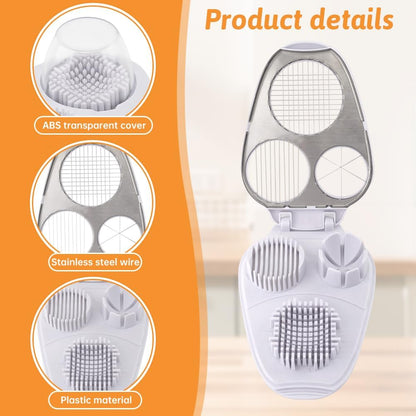 3 in 1 Egg Slicer for Hard Boiled Eggs,with Cleaning Brush,Egg Cutter