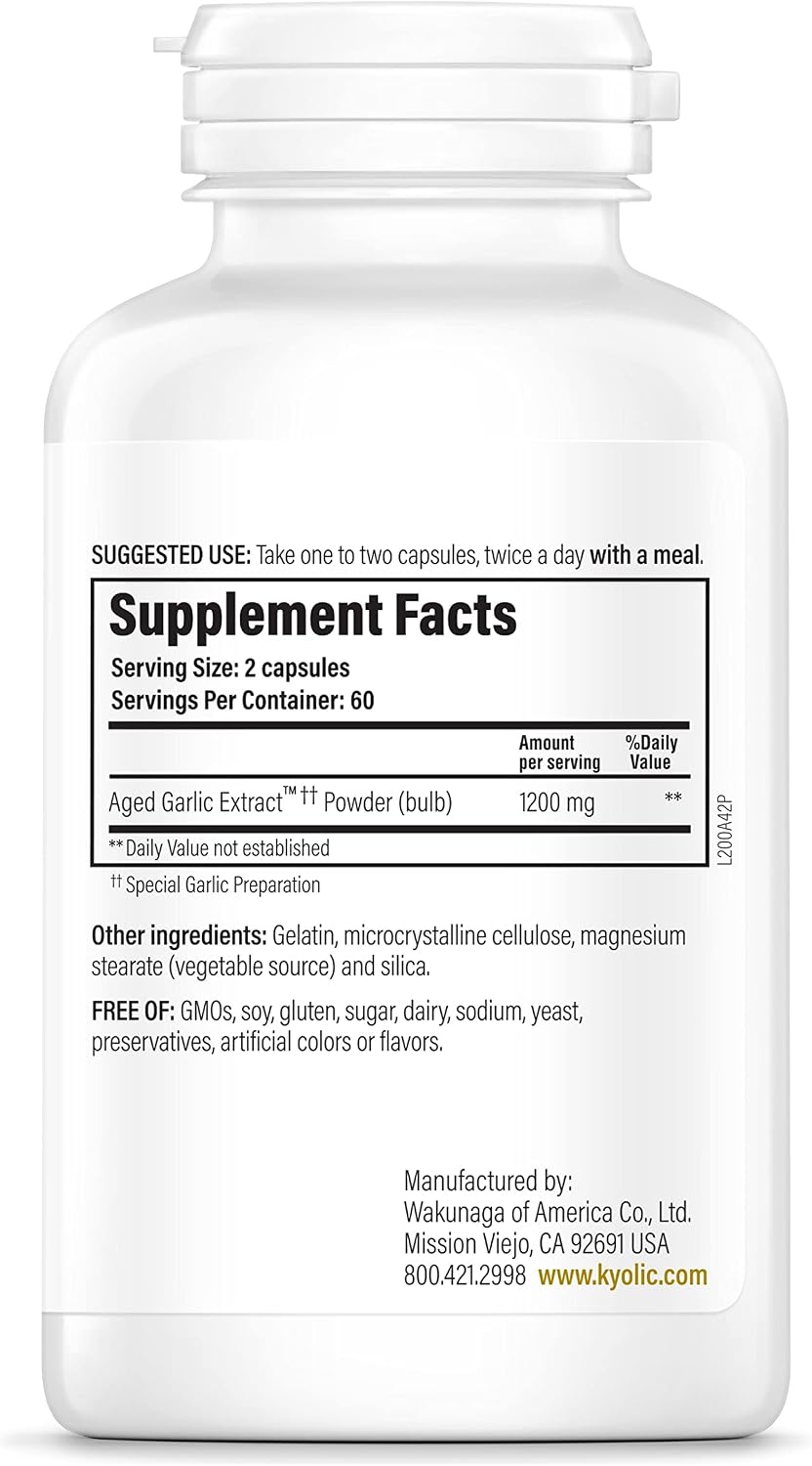 Kyolic Aged Garlic Extract Formula 200 - Cardiovascular & Immune, Reserve - Supports Overall Heart Health & Immune System* - GMO-Free & Gluten-Free - 60 Capsules (30 Servings)