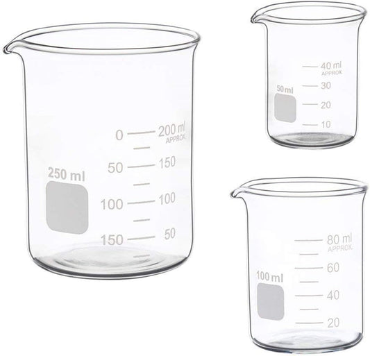 Graduated Glass Measuring Low Form Beaker Set (50ml+100ml+250ml)