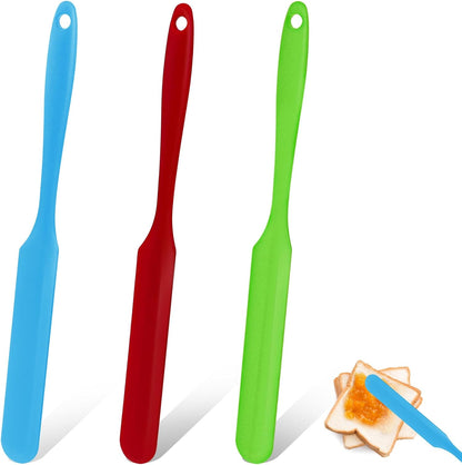 3pcs Jar Spatula, Silicone Jar Spatula Heat Resistant Kitchen Spatulas with Long Handle, Jam Spreader Cake Cream Butter Spatulas Mixing Batter Scraper for Jars Baking Cake Icing