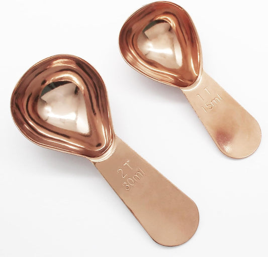 2 Packs, Rose Gold 15ml Tablespoon, 30ml Spoon | Stainless Steel Coffee Scoop Set, Short Handle, For Coffee, Tea, Sugar, Protein & Milk Powder