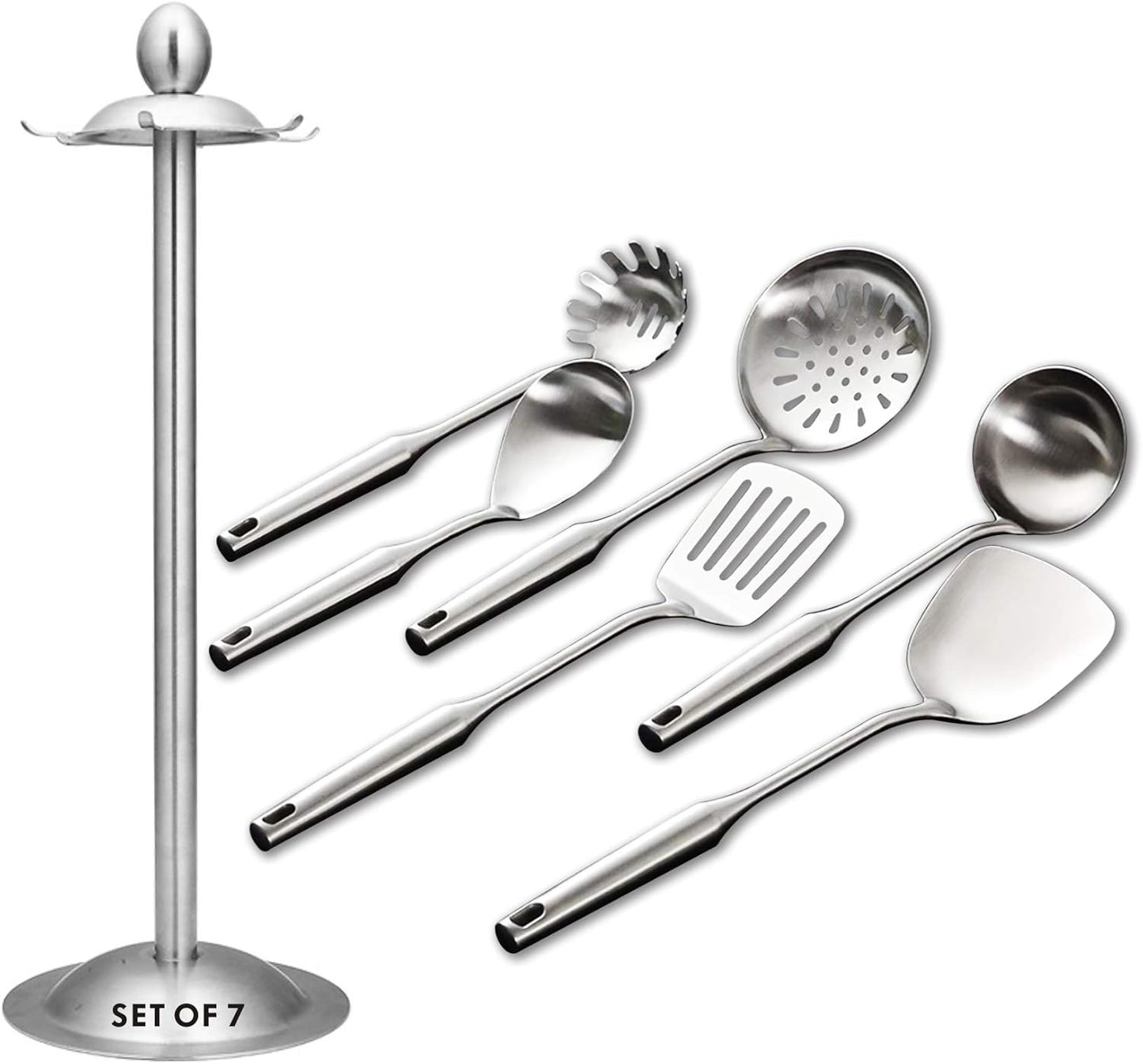 Slotted Spoon,304 Stainless Steel Skimmer Spoon with Heat Resistant Wooden Handle,Silver/15.8Inch
