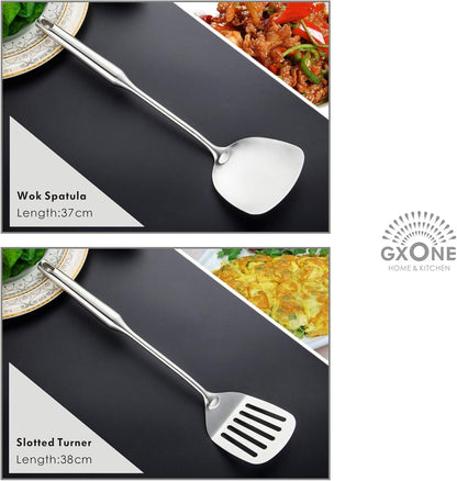 Slotted Spoon,304 Stainless Steel Skimmer Spoon with Heat Resistant Wooden Handle,Silver/15.8Inch