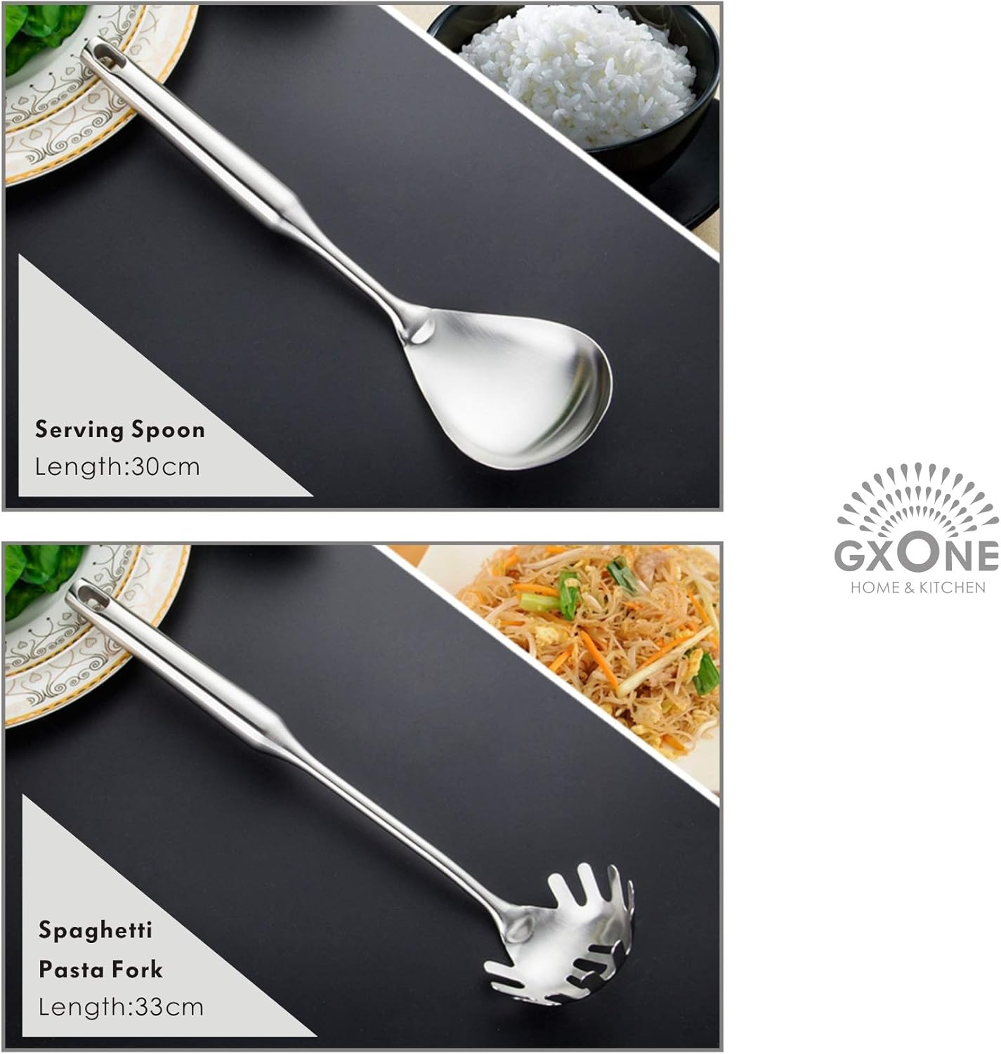 Slotted Spoon,304 Stainless Steel Skimmer Spoon with Heat Resistant Wooden Handle,Silver/15.8Inch