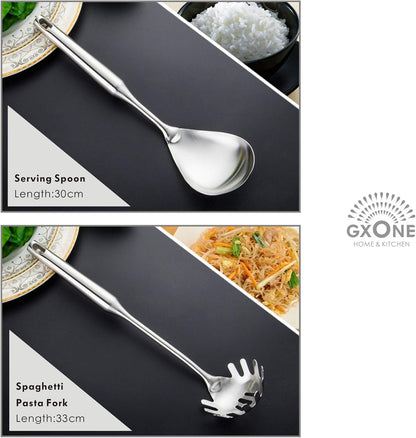 Slotted Spoon,304 Stainless Steel Skimmer Spoon with Heat Resistant Wooden Handle,Silver/15.8Inch
