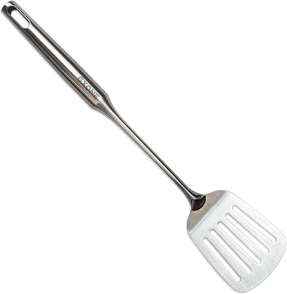 Slotted Spoon,304 Stainless Steel Skimmer Spoon with Heat Resistant Wooden Handle,Silver/15.8Inch