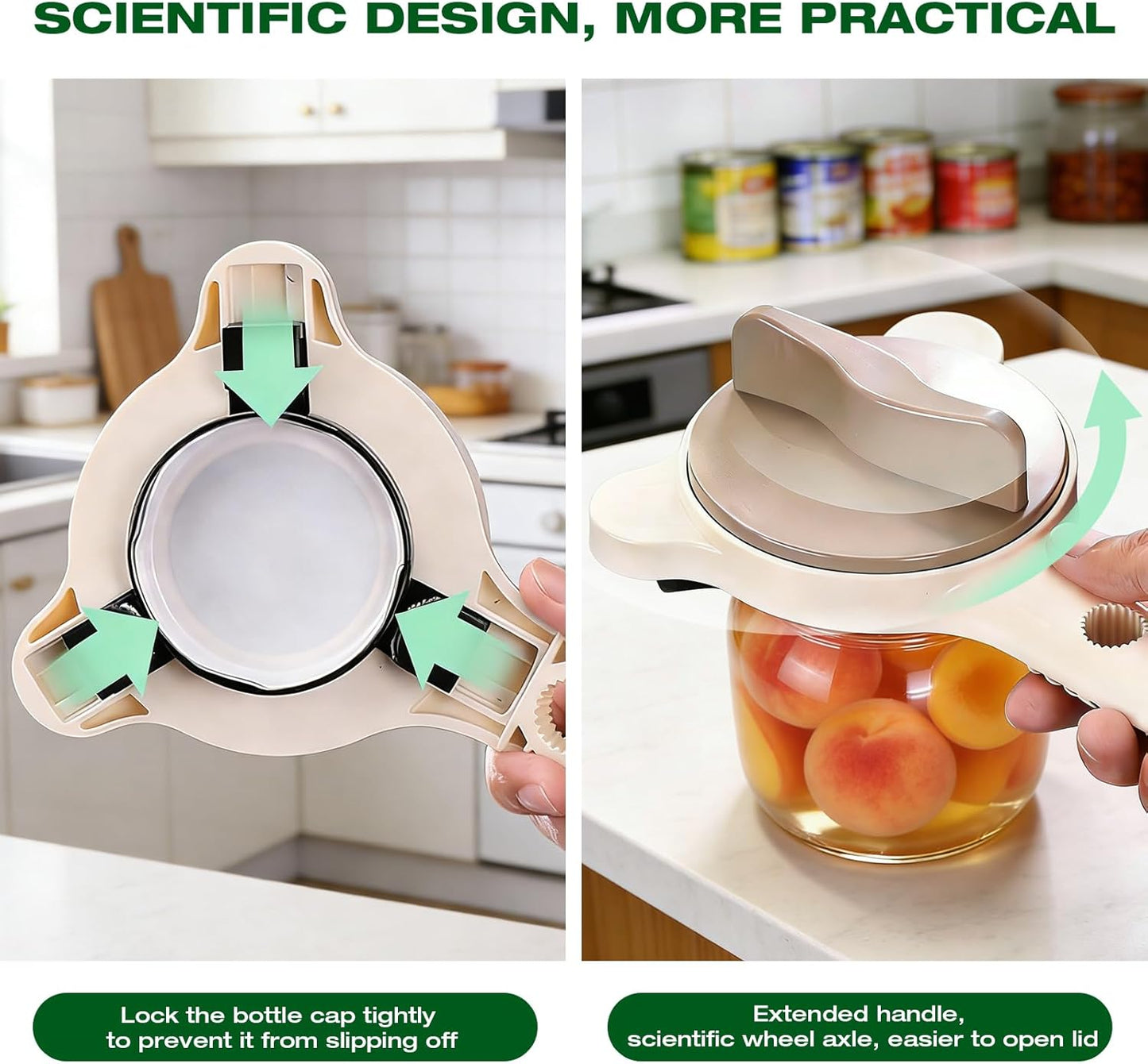 Adjustable Jar Opener for Seniors & Weak Hands – Ergonomic Manual Bottle Cap Opener for Small to Large Lids (1"-3.5") – Multifunction Kitchen Tool for Arthritic Hands, Beer, Sauces & Jars