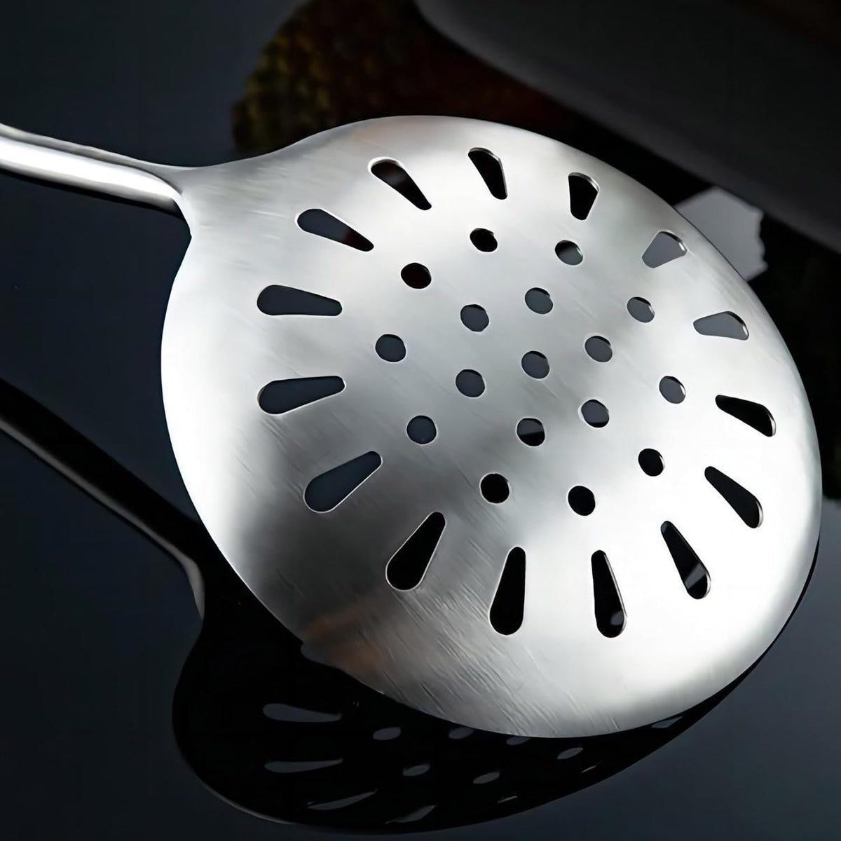 Strainer Skimmer Ladle, Slotted Spoons for Cooking and Frying, Kitchen Utensils Durable 304 Stainless Steel Skimmers Pasta Strainer Spoon with Wooden Handle,15.2 Inch