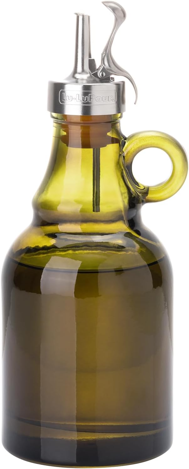 500ml Green Olive Oil Dispenser Bottle,17oz Glass Oil and Vinegar Cruet | with Pourers and Funnel,Oil Bottles for Kitchen, Dispenser Bottle with Drip Free Spouts