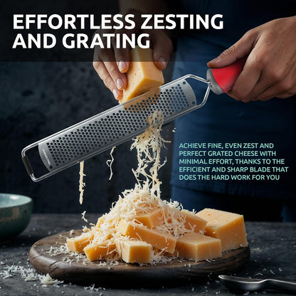 Lemon Zester & Parmesan Cheese Grater - Premium Citrus Zester Graters For kitchen W Stainless Steel, For Chocolate, Garlic, Ginger, Nutmeg, Fruits, Vegetables - Bonus Cleaning Brush & Glove