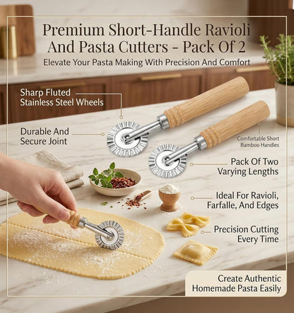 Pastry Wheel Cutter Tool, Pasta Cutter Wheel with Wooden Handle, Making Pizza Dumplings, Roller Pastry Cutter Tool for Home and Kitchen