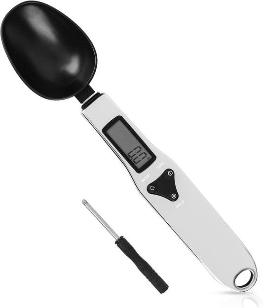 Electronic Food Measuring Spoon, Stainless Steel Digital Scoop Scale Small Baking Weight Cup with LCD Display 300g/0.1g High Precision Gram Kitchen Gadgets for Home Kitchen