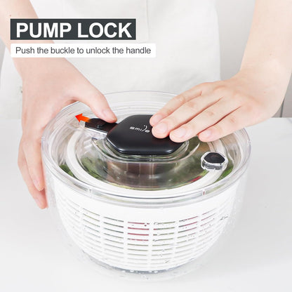Salad Spinner Small Lettuce Spinner Kitchen Gadgets Vegetable Washer, High Efficiency for Home Kitchen Washing & Drying Leafy Vegetables, One-Handed Handle Easy Press 3.8 Qt White