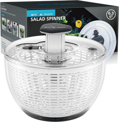 Salad Spinner Small Lettuce Spinner Kitchen Gadgets Vegetable Washer, High Efficiency for Home Kitchen Washing & Drying Leafy Vegetables, One-Handed Handle Easy Press 3.8 Qt White