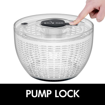 Salad Spinner Small Lettuce Spinner Kitchen Gadgets Vegetable Washer, High Efficiency for Home Kitchen Washing & Drying Leafy Vegetables, One-Handed Handle Easy Press 3.8 Qt White